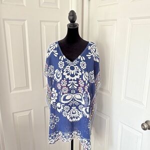 Cupshe Blue and White Boxy Tunic Coverup